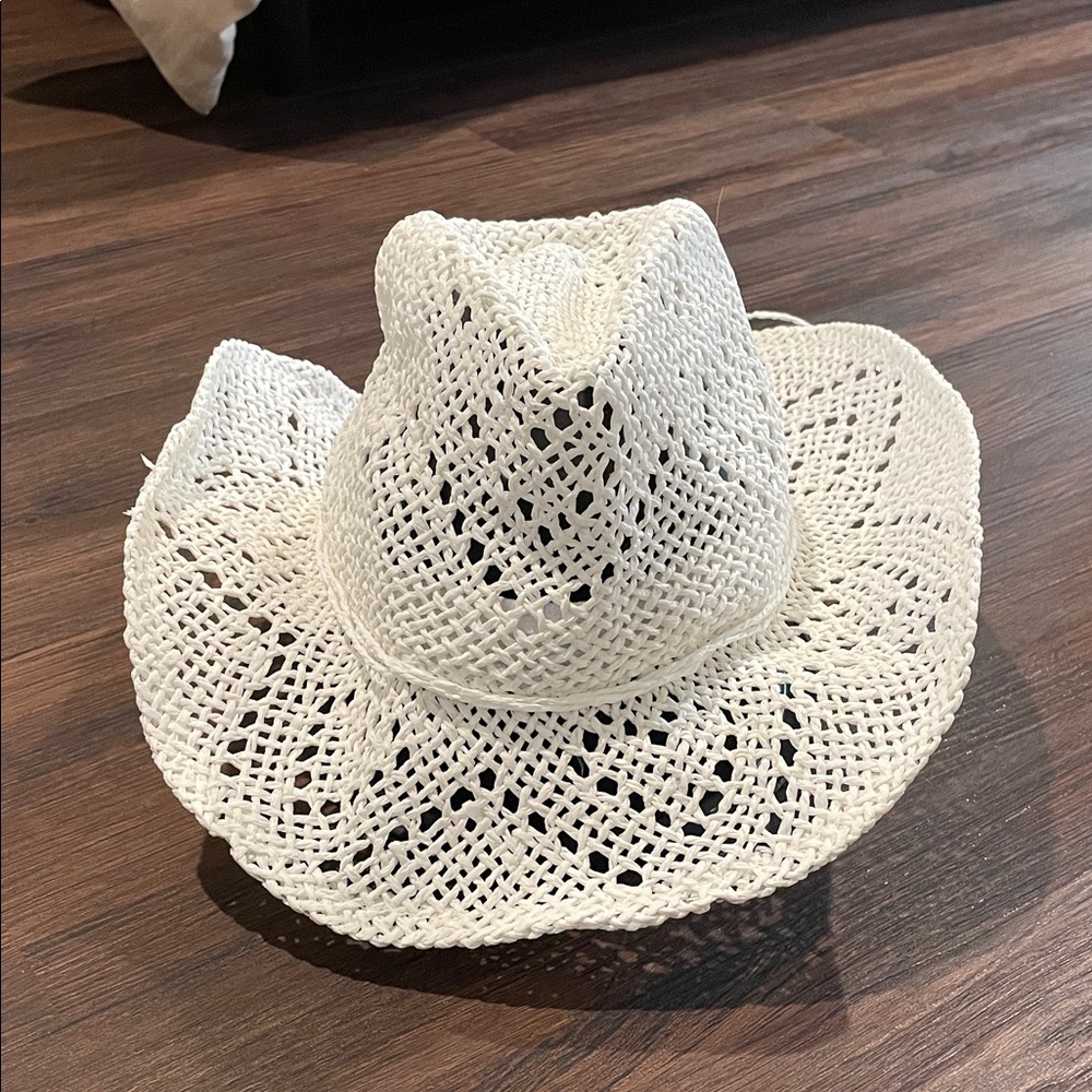 White Crochet Paper Cowboy Hat